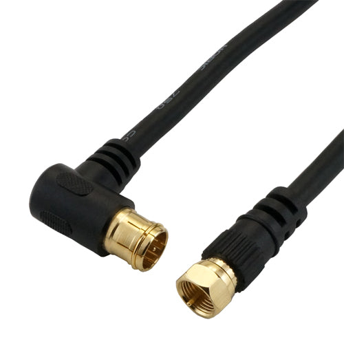 HORIC アンテナケーブル 2m ブラック F型差込式/ネジ式コネクタ L字/ストレートタイプ HAT20-336LSBK