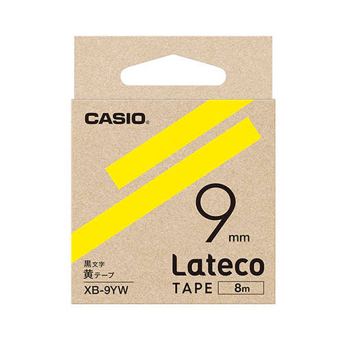 カシオ計算機 Lateco 詰め替え用テープ 9mm 黄テープ 黒文字 XB-9YW