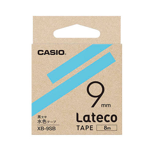 カシオ計算機 Lateco 詰め替え用テープ 9mm 水色テープ 黒文字 XB-9SB