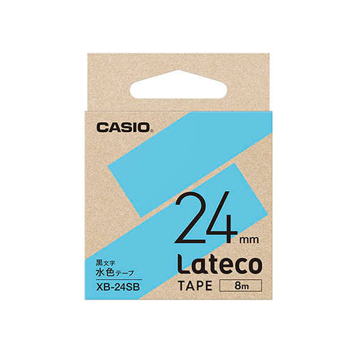カシオ計算機 Lateco専用詰替用テープ/水色に黒文字/24mm XB-24SB