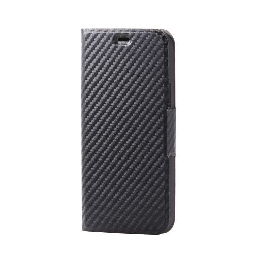 エレコム iPhone 12/iPhone 12 Pro/レザーケース/手帳型/UltraSlim/薄型/磁石付き/カーボン調(ブラック) PM-A20BPLFUCB