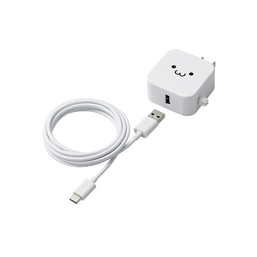 エレコム AC充電器/スマホ・タブレット用/2.4A出力/Type-C/USB-C/ケーブル同梱/1.5m/USB-Aメス1ポート/おまかせ充電搭載/ホワイトフェイス MPA-ACC23WF