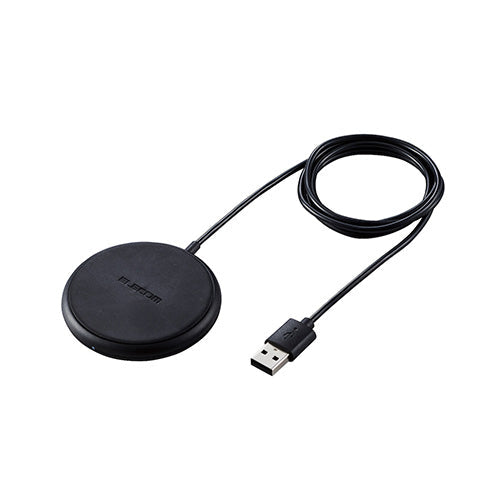 エレコム ワイヤレス充電器/Qi充電器/5W/コンパクト/卓上/ケーブル一体/1m/ブラック W-QA16BK