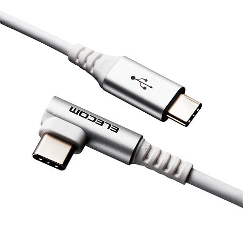 エレコム USB Type Cケーブル タイプCケーブル PD対応 抗菌・抗ウィルス USB2.0(C-C) L字コネクタ 認証品 スマホ充電ケーブル 2m ホワイト MPA-CCL20NWH