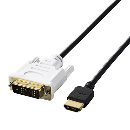 エレコム HDMI変換ケーブル HDMI-DVI 1m スリム 小型コネクタ シングルリンク 黒 DH-HTDS10BK
