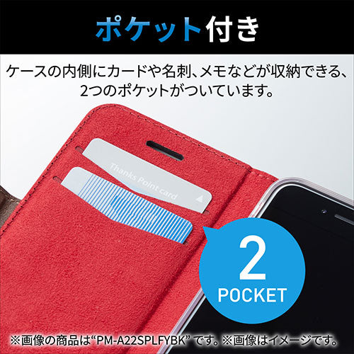 エレコム iPhone SE 第3世代 レザーケース Enchante’e 磁石付 ブルー PM-A22SPLFJM1BU