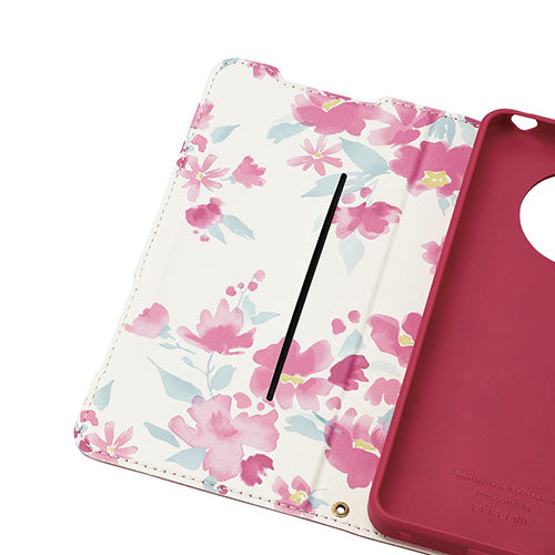 エレコム AQUOS R7(SH-52C)/レザーケース/手帳型/UltraSlim/Flowers/薄型/磁石付き/ディープピンク PM-S222PLFUJPND