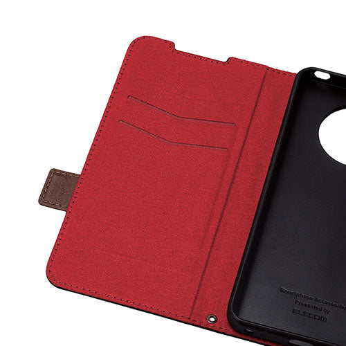 エレコム AQUOS R7(SH-52C)/レザーケース/手帳型/ステッチ/耐衝撃/磁石付き/ブラック PM-S222PLFYBK