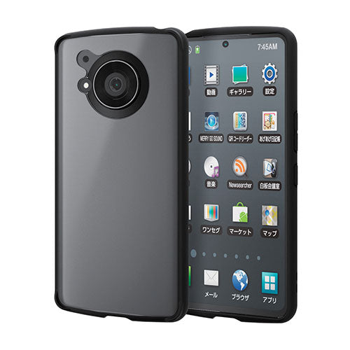 エレコム AQUOS R7(SH-52C)/ハイブリッドケース/TOUGH SLIM LITE/フレームカラー/背面クリア/シルキークリア/ブラック PM-S222TSLFCSBK