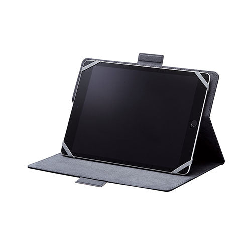 エレコム タブレット汎用/手帳型ケース/ソフトレザー/フリーアングル/ハンドベルト/ペンホルダー/8.5~11.5inch/ブラック TB-10HPGFLBK
