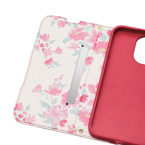 エレコム iPhone 14 Pro Max ソフトレザーケース 薄型 磁石付 フラワーズ PM-A22DPLFUJPND