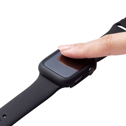 エレコム Apple Watch 44mm用フルカバーケース プレミアムゴリラガラス 高透明 AW-20MFCGOBK
