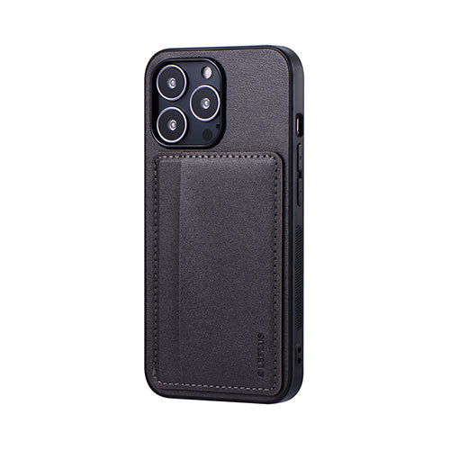 LEPLUS iPhone 13 Pro ポケット兼スタンド付PUレザーケース「SHELL CARD」 ダークグレー LP-IP21SHCBK