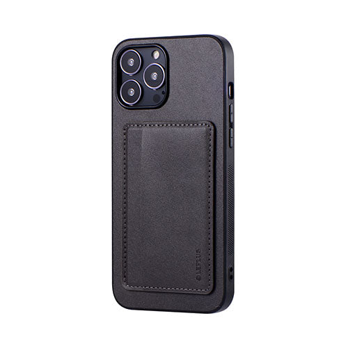 LEPLUS iPhone 13 Pro Max ポケット兼スタンド付PUレザーケース「SHELL CARD」 ダークグレー LP-IL21SHCBK