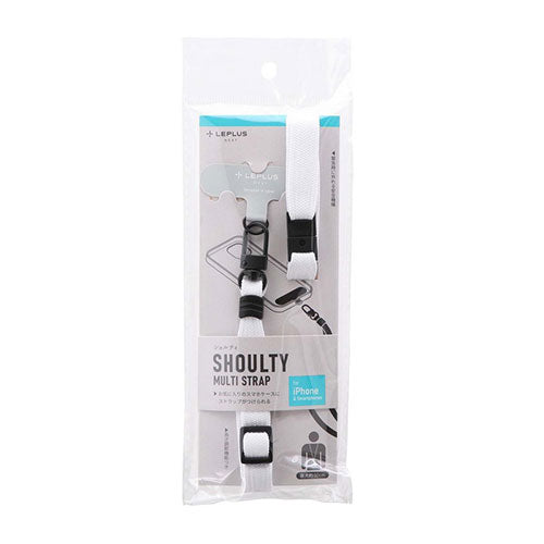 LEPLUS スマートフォン 汎用 ネックストラップ SHOULTY MULTI STRAP 平紐タイプ ホワイト LN-NS01WH