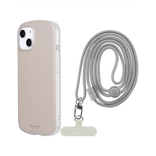 LEPLUS NEXT iPhone 14/13 超軽量・極薄・耐衝撃ハイブリッドケース PALLET AIR STRAP グレージュ (ショルダーストラップ付属) LN-IM22PLSGG
