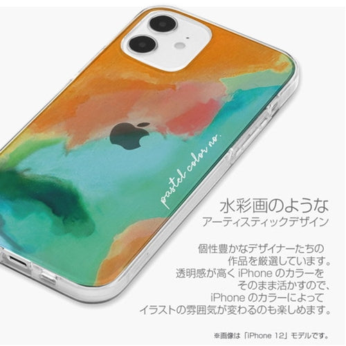dparks ソフトクリアケース for iPhone 13 Pastel color OrangeGreen DS21167i13