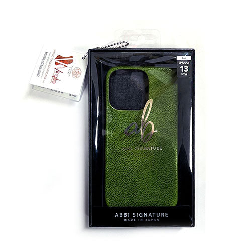 abbi SIGNATURE PIERROT LUX ピエロラックス イタリアンレザーバックカバー for iPhone 13 Pro グリーン ABS22317i13P