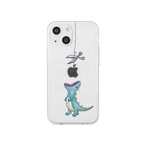 AKAN ソフトクリアケース for iPhone 14 はらぺこザウルス グリーン 背面カバー型 AK23497i14