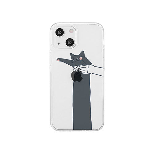 AKAN ソフトクリアケース for iPhone 14 だらーんクロネコ 背面カバー型 AK23514i14