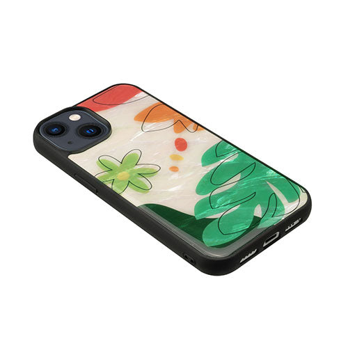 ikins 天然貝ケース for iPhone 14 Botanik Touch 1 背面カバー型 I23566i14
