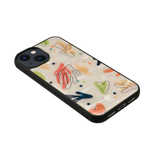 ikins 天然貝ケース for iPhone 14 Botanik Touch 2 背面カバー型 I23567i14