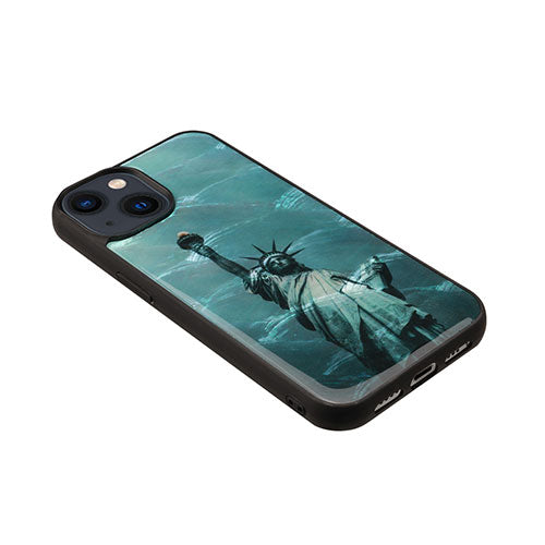 ikins 天然貝ケース for iPhone 14 自由の女神 背面カバー型 I23570i14
