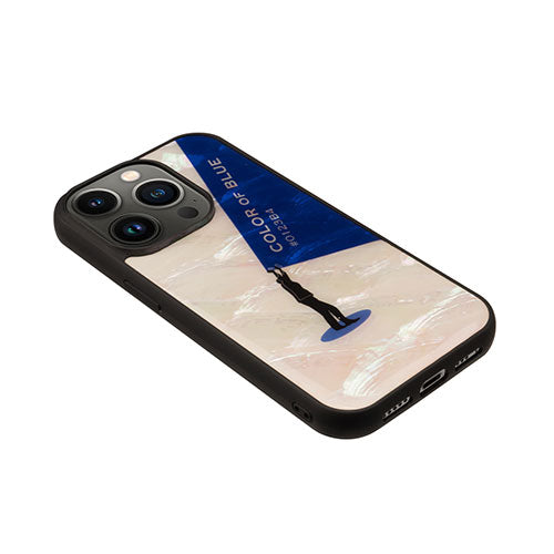 ikins 天然貝ケース for iPhone 14 Pro Royal Blue 背面カバー型 I23584i14P