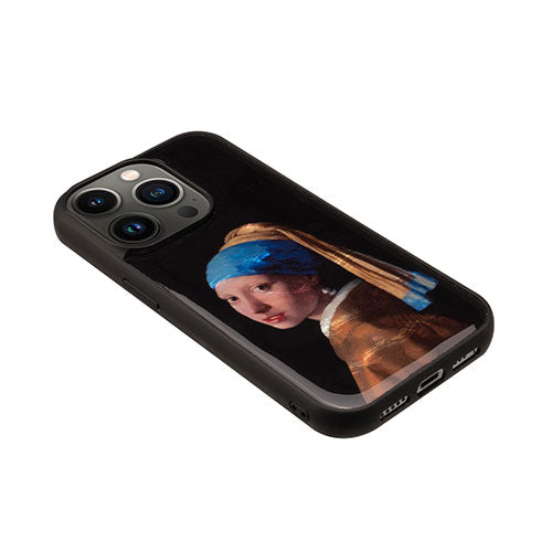 ikins 天然貝ケース for iPhone 14 Pro 真珠の耳飾りの少女 背面カバー型 I23591i14P