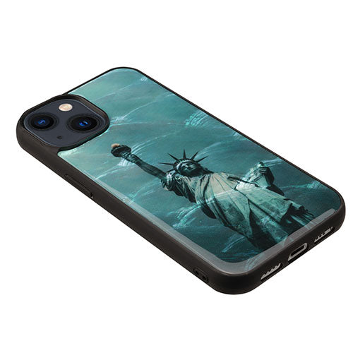 ikins 天然貝ケース for iPhone 14 Plus 自由の女神 背面カバー型 I23598i14M