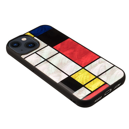 ikins 天然貝ケース for iPhone 14 Plus Mondrian 背面カバー型 I23604i14M