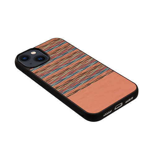 Man & Wood 天然木ケース for iPhone 14 Browny Check 背面カバー型 I23624i14