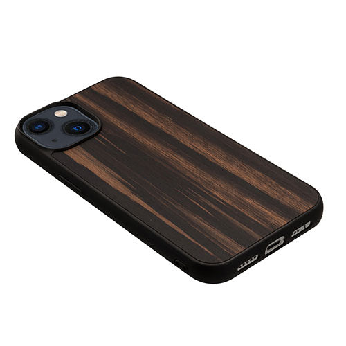 Man & Wood 天然木ケース for iPhone 14 Plus Ebony 背面カバー型 I23638i14M
