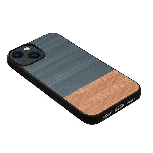 Man & Wood 天然木ケース for iPhone 14 Plus Denim 背面カバー型 I23640i14M