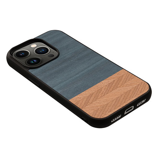 Man & Wood 天然木ケース for iPhone 14 Pro Max Denim 背面カバー型 I23646i14PM