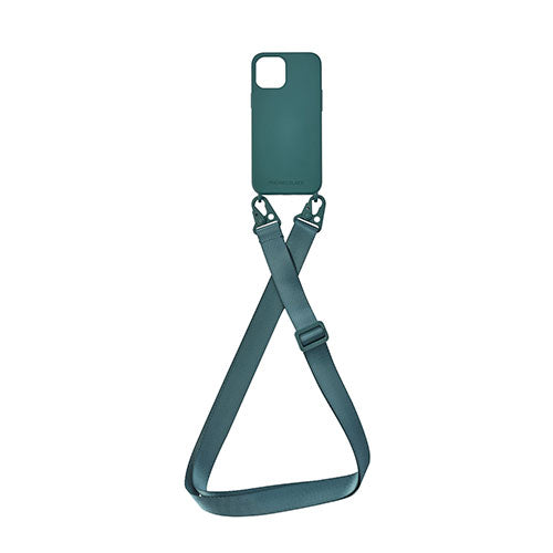 PHONECKLACE バンドショルダーストラップ付きシリコンケース for iPhone 14 Plus アーミーグリーン 背面カバー型 PN23899i14MGN