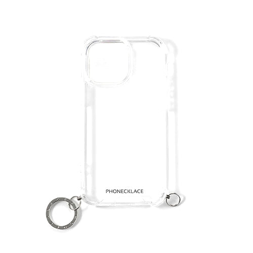 PHONECKLACE ストラップ用リング付きクリアケース for iPhone 14 Pro Max シルバーチャーム 背面カバー型 PN23911i14PMSV