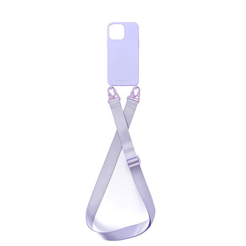 PHONECKLACE バンドショルダーストラップ付きシリコンケース For iPhone 14 Pro Max ラベンダー 背面カバー型 PN23918i14PMLV