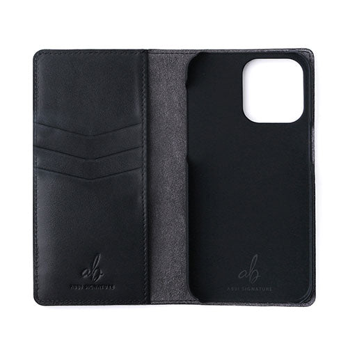 abbi SIGNATURE LIPARI イタリアンレザーダイアリーケース for iPhone 14 Pro Max ネイビー 手帳型 ABS24091i14PMNV