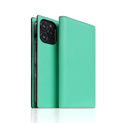 SLG Design Neon Full Grain Leather Diary Case for iPhone 14 Pro Teal 手帳型 SD24325i14PTL