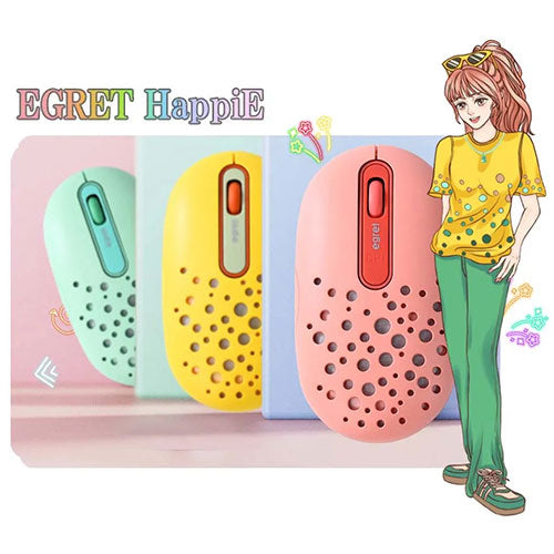 ビジネスハーモニー EGRET HappiE LEDがふんわり光る高機能充電式ワイヤレスマウス レモン EM23-H3