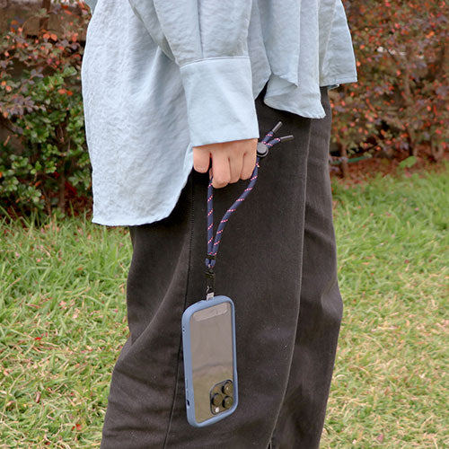 LEPLUS NEXT スマートフォン 汎用 ハンドストラップ WRISTY MULTI STRAP 丸紐タイプ D ネイビー/レッド/ホワイト LN-HS01D