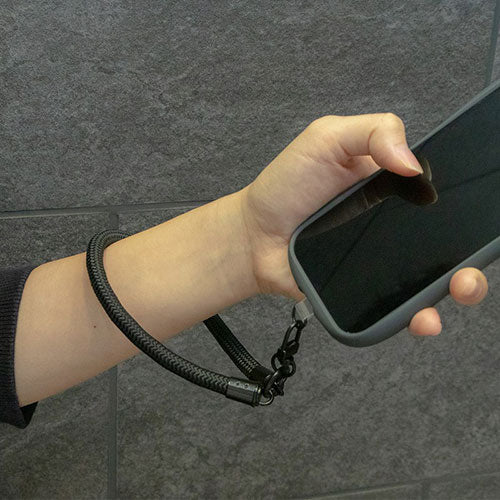 LEPLUS NEXT スマートフォン 汎用 ハンドストラップ WRISTY MULTI STRAP 太丸紐タイプ ブラック LN-HS04BK
