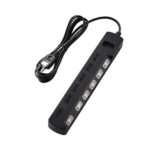 【5個セット】エレコム 雷ガードタップ/個別スイッチ/6個口/2.5m/ブラック T-K5A-2625BKX5