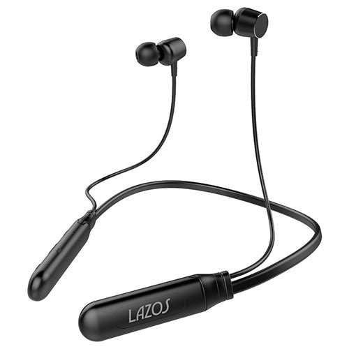 【5個セット】 Lazos Bluetoothイヤホン ネックバンド型 V5.1 ブラック L-BTE-BKX5