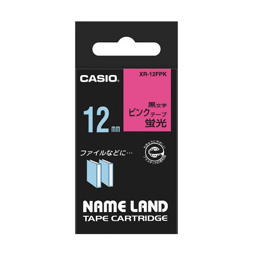【5個セット】 カシオ計算機 ネームランドテープ12mm 蛍光ピンク XR-12FPKX5