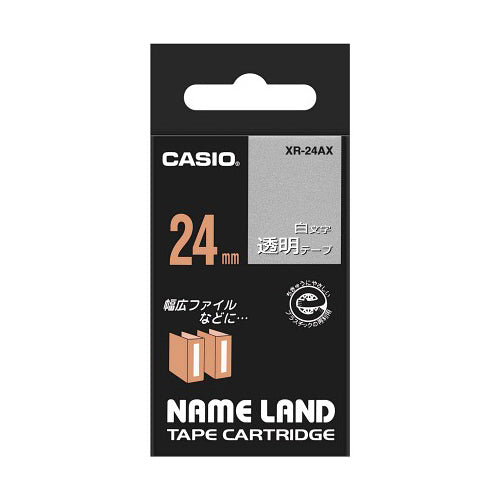 【5個セット】 カシオ計算機 ネームランドテープ 24mm 白文字 透明 XR-24AXX5