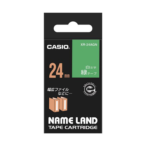 【5個セット】 カシオ計算機 ネームランドテープ 24mm 白文字 緑 XR-24AGNX5