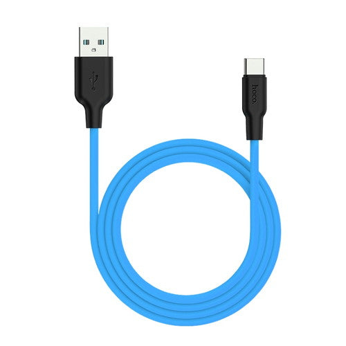 【5個セット】 日本トラストテクノロジー HOCO X21Plus シリコン充電ケーブル Type-C 1.0m ブルー X21P-TC10-BLX5