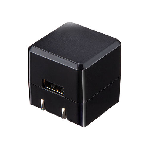 【5個セット】 サンワサプライ キューブ型USB充電器(1A・高耐久タイプ・ブラック) ACA-IP70BKX5